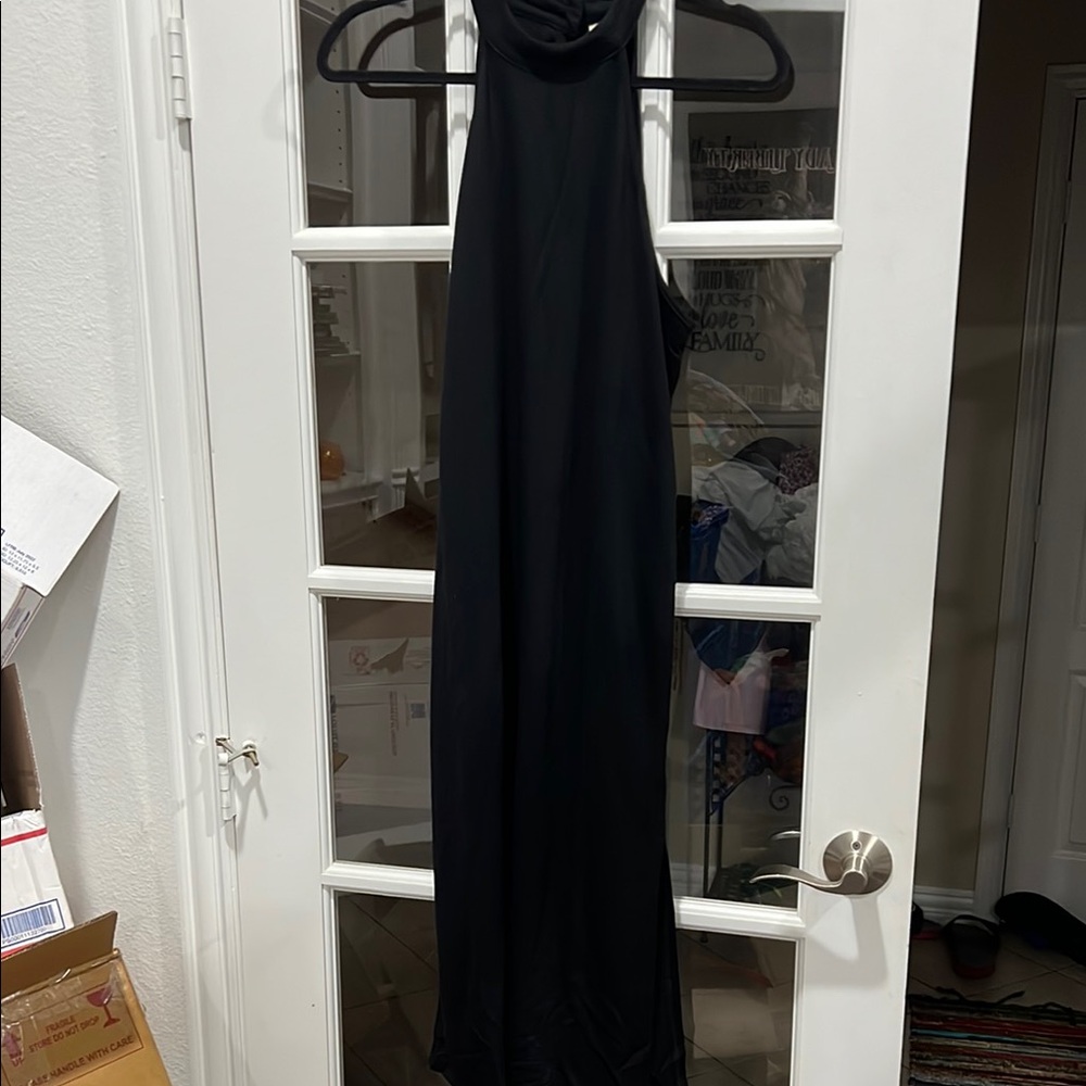 Black Sleeveless Halter Backless Gown